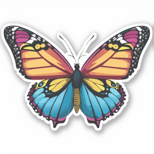 Sticker Beau papillon multicolore (Devant)