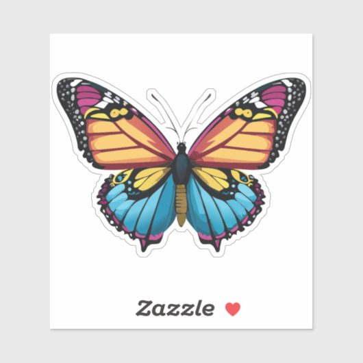Sticker Beau papillon multicolore (Feuille)
