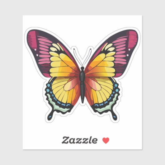 Sticker Beau papillon multicolore (Feuille)