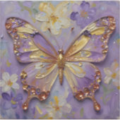 Sticker Beau Papillon Violet et Fleurs (Devant)
