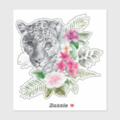 Sticker Beau portrait de tête de léopard en aquarelle (Feuille)