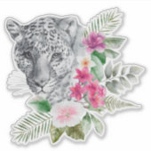 Sticker Beau portrait de tête de léopard en aquarelle (Devant)