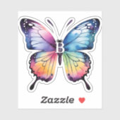 Sticker Beau Rainbow Butterfly Nom Monogramme (Feuille)