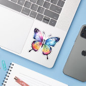Sticker Beau Rainbow Butterfly Nom Monogramme (Ordinateur portable avec iPhone)