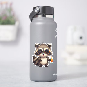 Sticker Beau raton laveur avec jus d'orange