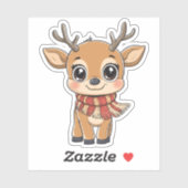 Sticker Beau renne de Noël dans une écharpe (Feuille)