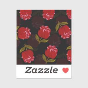 Sticker Beau Rouge translucide rose motif de broderie