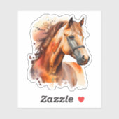 Sticker Beau Sorrel Horse Portrait (Feuille)