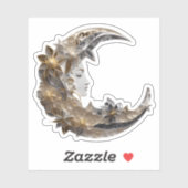 Sticker Beau visage dans la lune (Feuille)