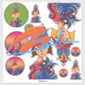 Sticker Beaucoup, beaucoup d'oiseaux, femmes de chat (Feuille)