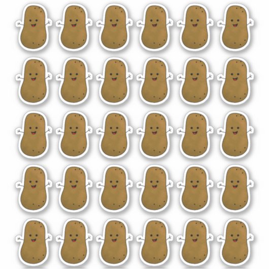 Sticker Beaucoup D'Autocollants De Pommes De Terre Heureux (Devant)