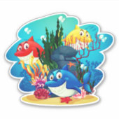Sticker Beaucoup de requins sous-marins Cartoon-23986 (Devant)