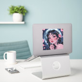 Sticker Beauté au Clair de Lune (Ordinateur portable sur le bureau)