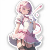 Sticker Beauté de l'Anime à ailes roses (Recto)