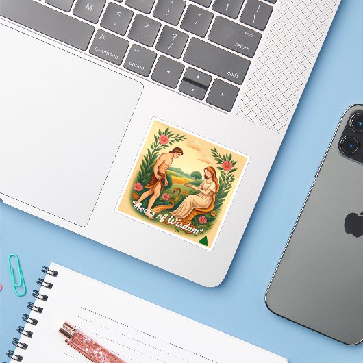 Sticker "Beauté Divine cachée" (Ordinateur portable avec iPhone)