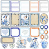 Sticker Beauté florale bleue et blanche (Devant)
