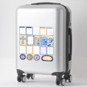 Sticker Beauté florale bleue et blanche (Sur valise)