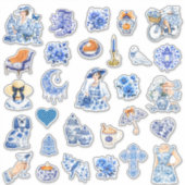 Sticker Beauté florale bleue et blanche (Devant)