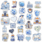 Sticker Beauté florale bleue et blanche 02 (Devant)