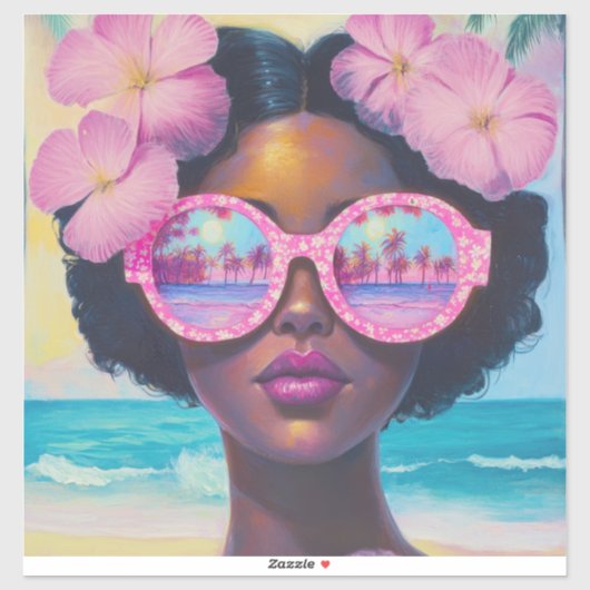 Sticker Beauté tropicale dans les tons roses (Feuille)