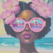 Sticker Beauté tropicale dans les tons roses (Devant)