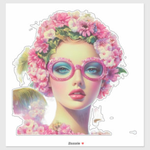 Sticker Beauté tropicale rétro