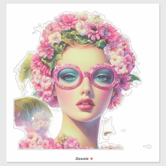 Sticker Beauté tropicale rétro (Feuille)