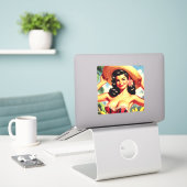 Sticker Beauté Vintage Latina Pin-up (Ordinateur portable sur le bureau)