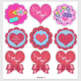 Sticker Beautiful Felt Look Valentine's Day Rounds 