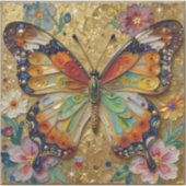 Sticker Beautiful Impasto Butterfly and Flowers   (Devant)