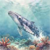 Sticker Beautiful Impasto Whale Oceanic Illustration (Recto)