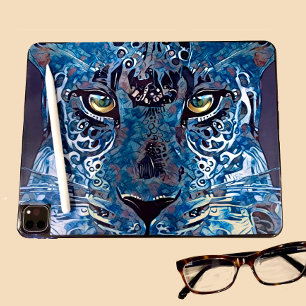 Sticker Beautiful leopard blues, golden eyes iPad Tablet