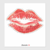 Sticker Beautiful Red Kiss Isolated Vector Art (Feuille)