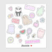 Sticker Beaux Animaux Colorés Enfants Personnalisés (Feuille)