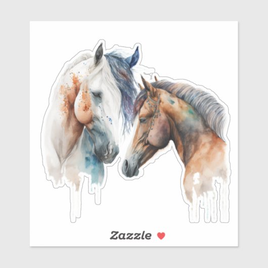 Sticker Beaux Chevaux Style Boho Occidental (Feuille)
