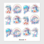 Sticker Beaux dauphins (Feuille)
