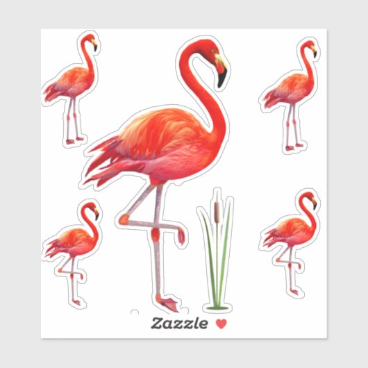 Sticker Beaux Flamants roses (Feuille)