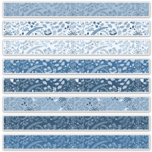 Sticker Beaux motifs floraux bleus classiques boho (Devant)