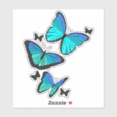 Sticker Beaux papillons bleus tropicaux en vol (Feuille)