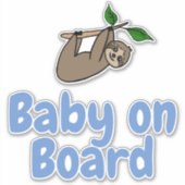 Sticker Bébé à bord Blue Cute Sloth (Devant)