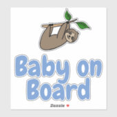 Sticker Bébé à bord Blue Cute Sloth (Feuille)