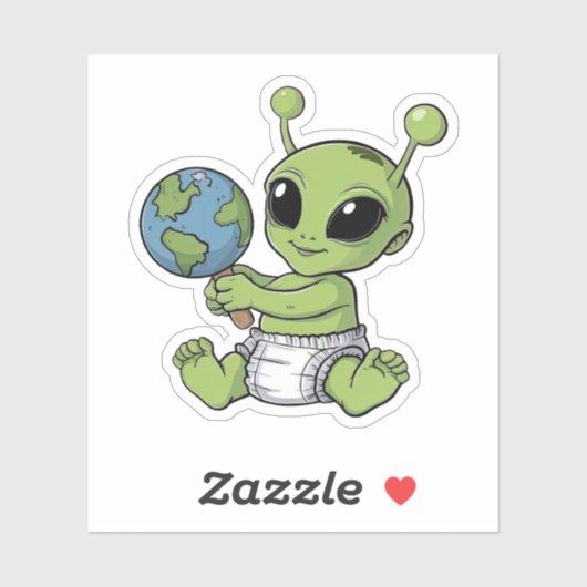 Sticker Bébé Alien mignon (Feuille)