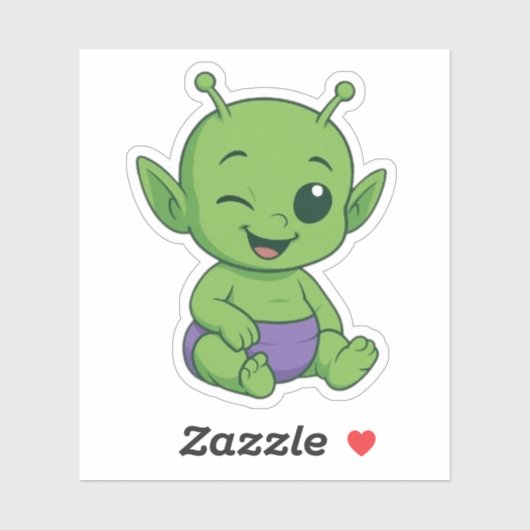 Sticker Bébé Alien Vert (Feuille)