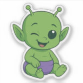 Sticker Bébé Alien Vert (Devant)