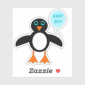 Sticker Bébé Bleu Cute Garçon Pingouin En Forme (Feuille)