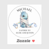 Sticker Bébé Bleu Dragon Douche Nom personnalisé tag (Feuille)