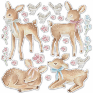 Sticker Bébé Cerf & Oiseaux Chambre Mur Ensemble de