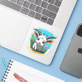 Sticker Bébé chèvre chèvre mignon (Ordinateur portable avec iPhone)