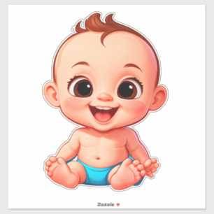 Sticker Bébé Dessin Animé Heureux