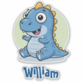 Sticker Bébé dinosaure bleu adorable (Devant)